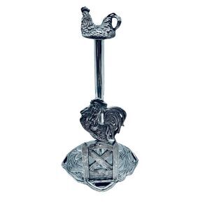 Arthur Court 2003 Rooster & Hen Paper Towel Holder Metal Heavy Aluminum VTG